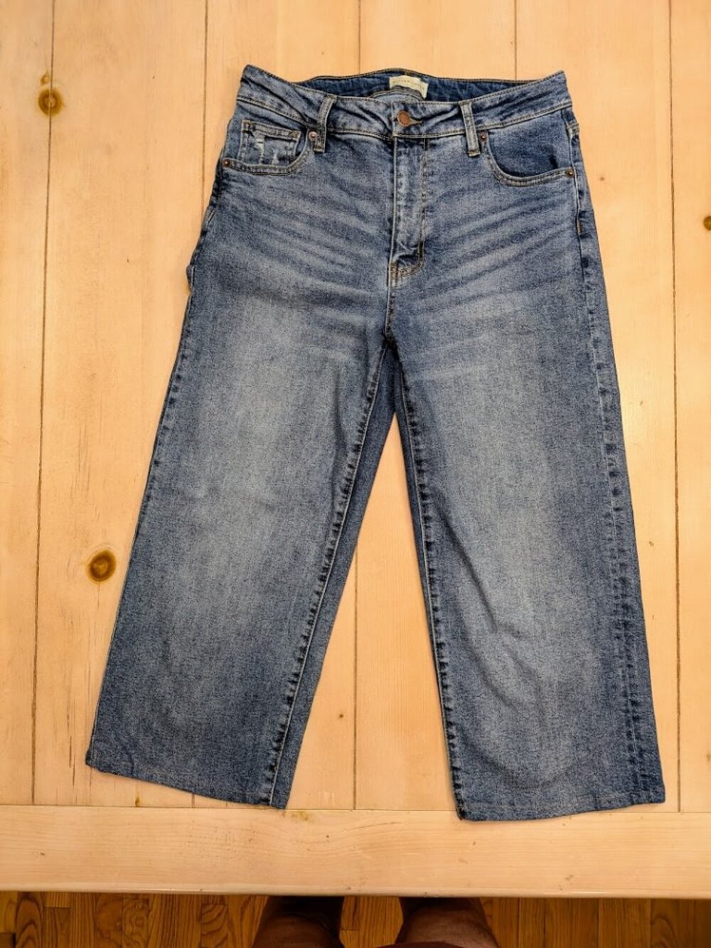 Oliver Logan Size 28 High Rise Wide Leg Jeans Medium Wash Stretch Denim